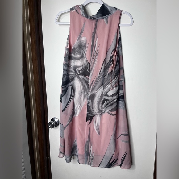Signature by Robbie Bee Pink and Gray Swirl Midi Dress - Picture 4 of 5